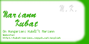 mariann kubat business card